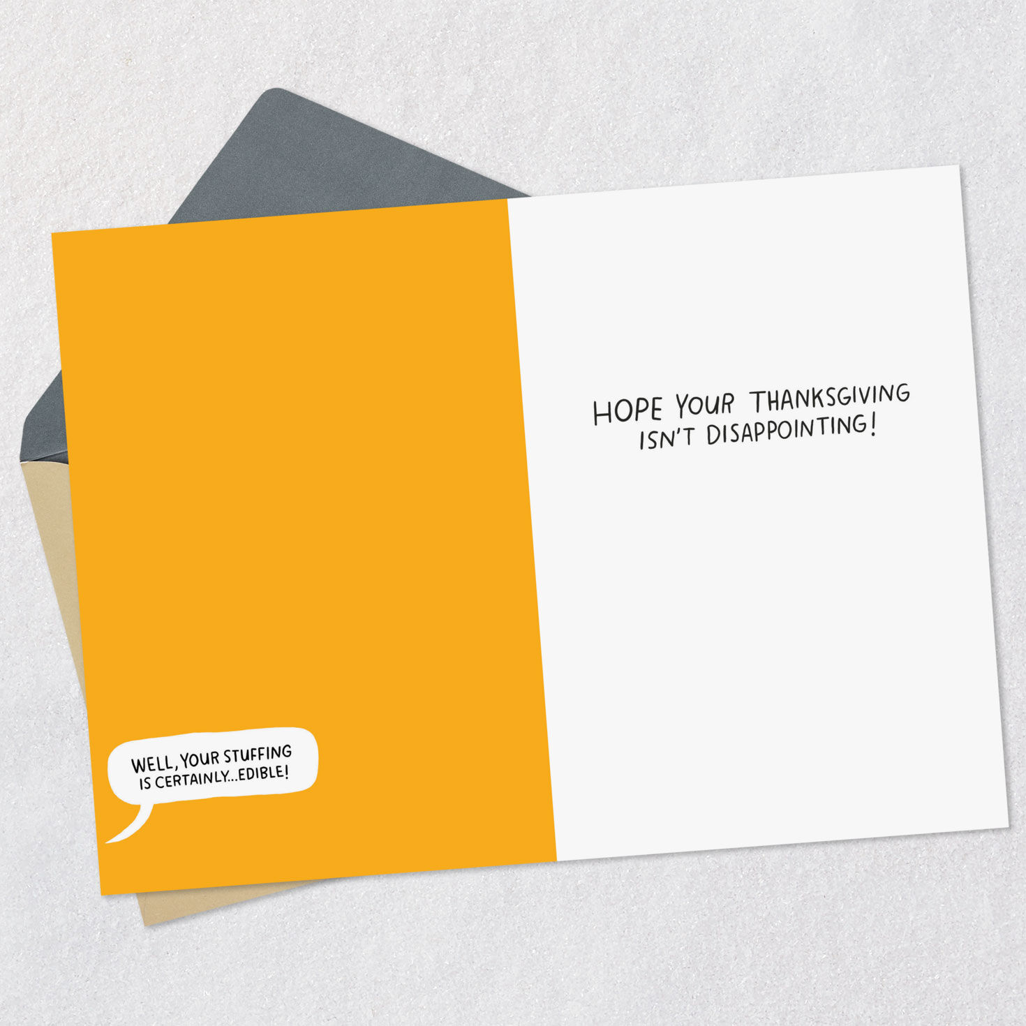 Family Feast Feedback Thanksgiving Card Open card with envelope image number 3