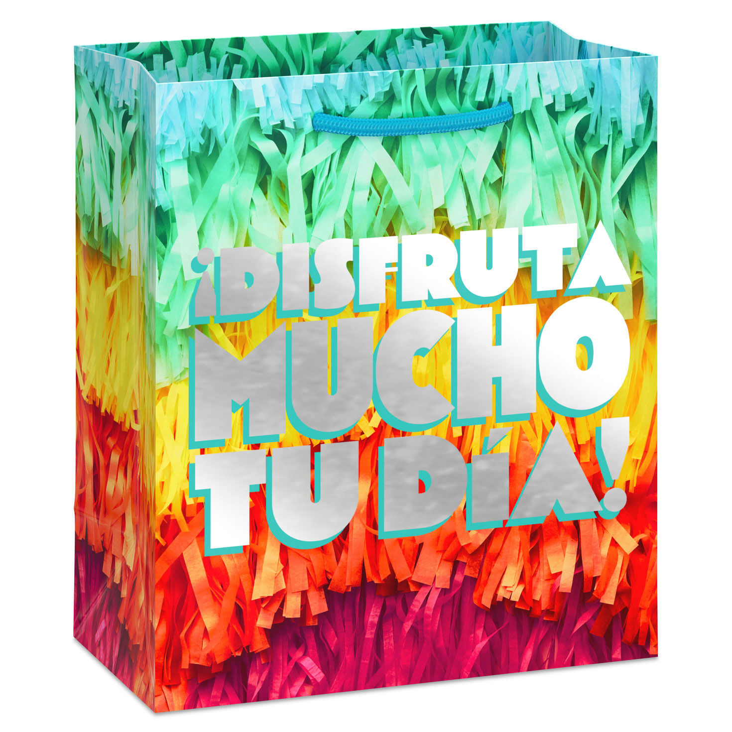 6.5" Disfruta Mucho Tu Día With Colorful Fringe Small Gift Bag