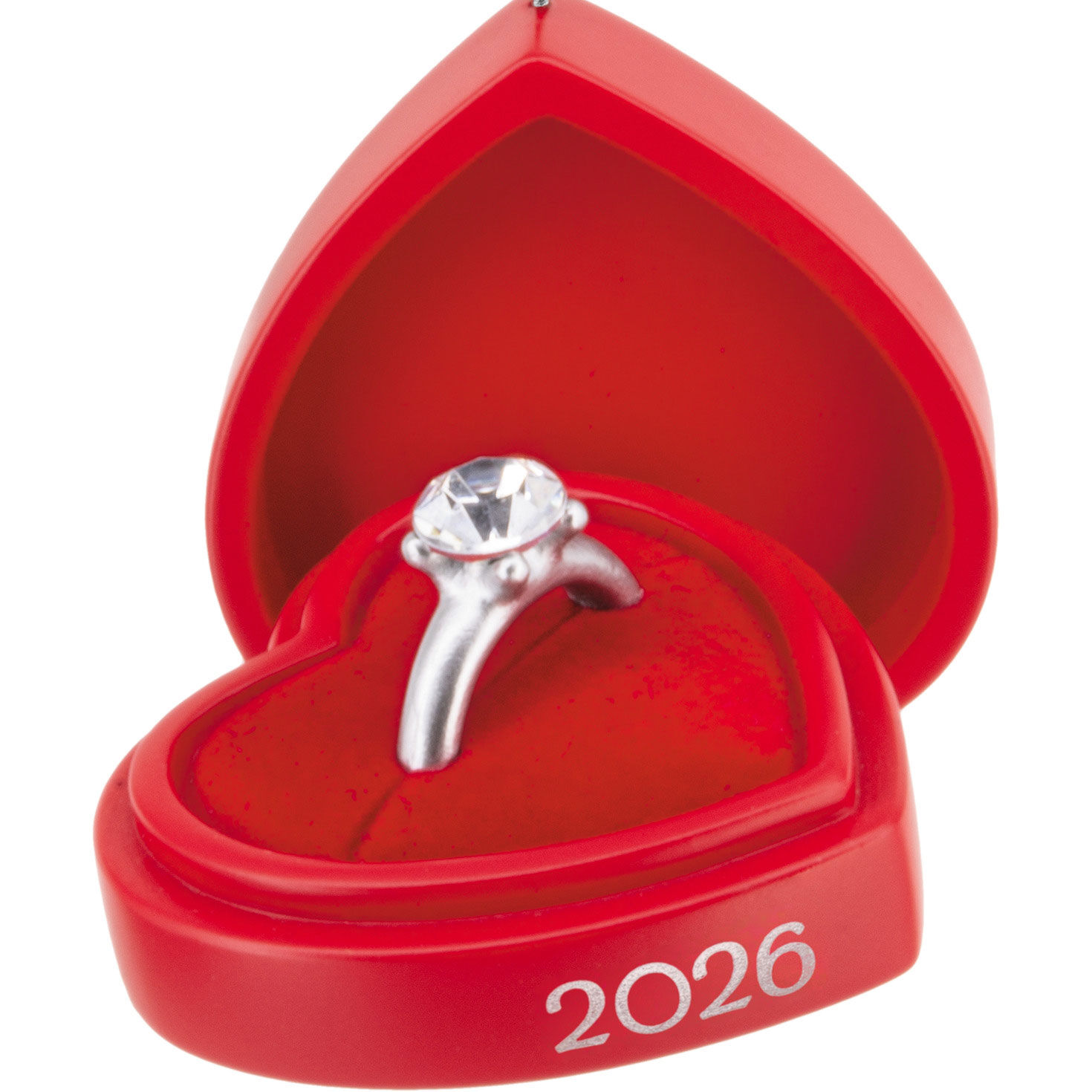 Engagement Ring 2026 Red Box Christmas Ornament closeup view image number 5