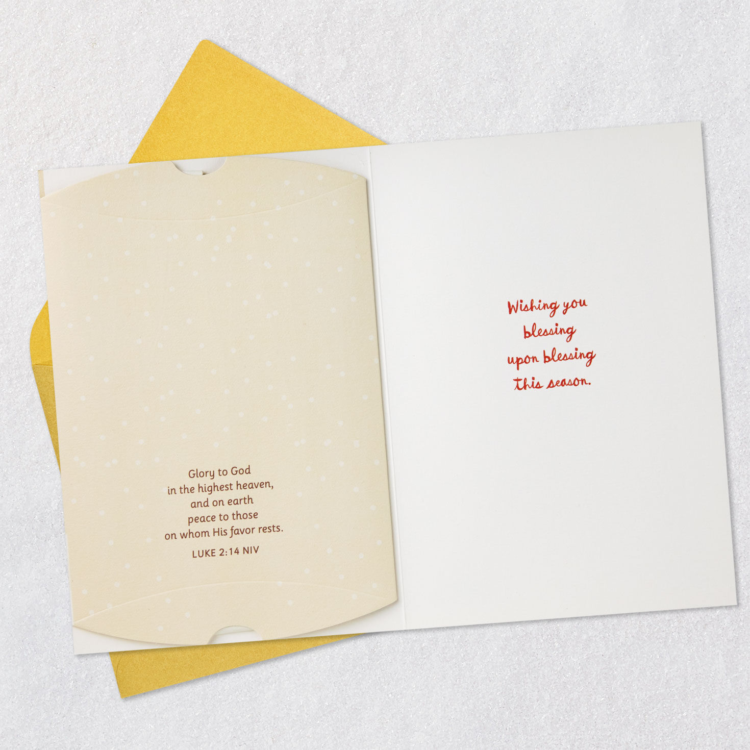 Snowman and Cardinal Religious Christmas Card Open card with envelope image number 5