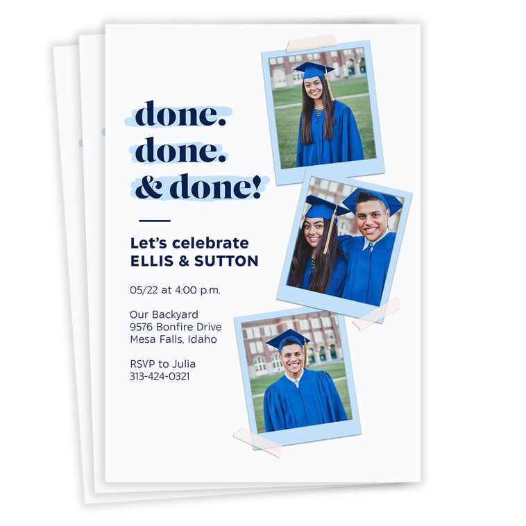 Done Done & Done! Scrapbook Photo Collage Graduation Invitation, , large image number 1