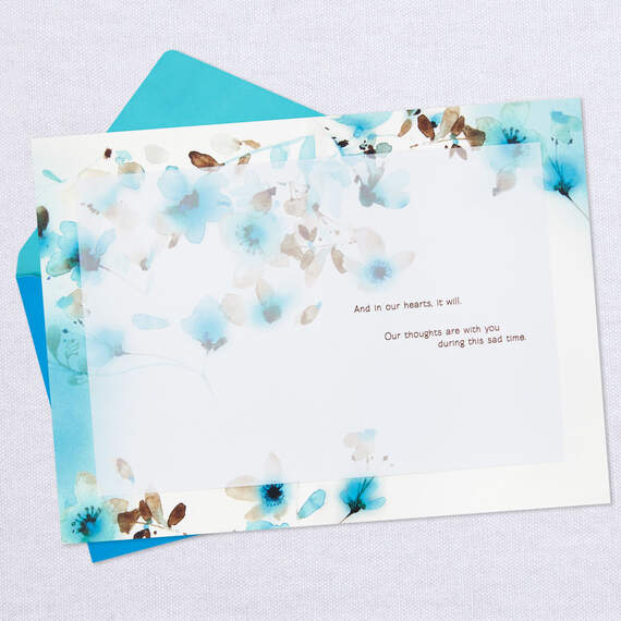 Blue Flowers Always in Our Hearts Sympathy Card, , large image number 3