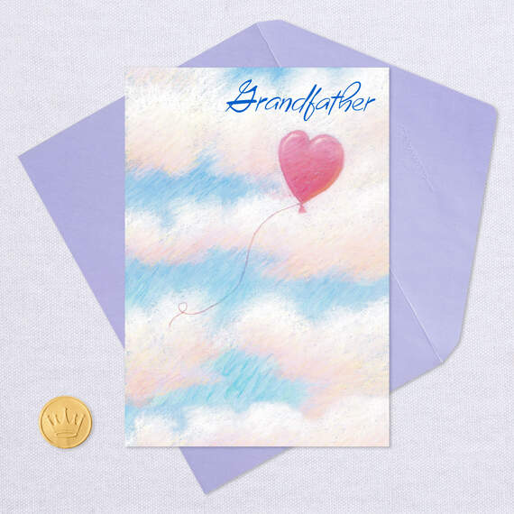 Heart Balloon in Clouds Birthday Card for Grandfather, , large image number 5