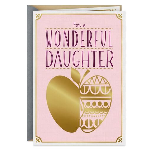 Golden Apple Rosh Hashanah Card for Daughter, 