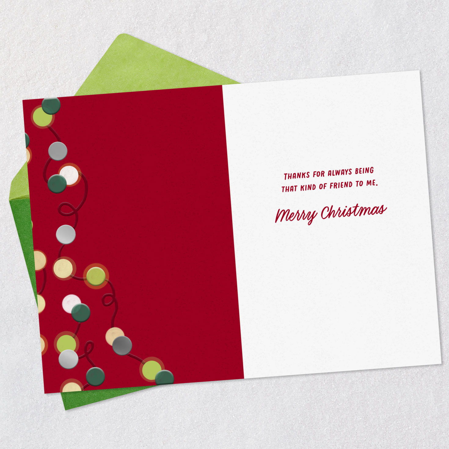 String Lights Gratitude Christmas Card for Friend Open card with envelope image number 3