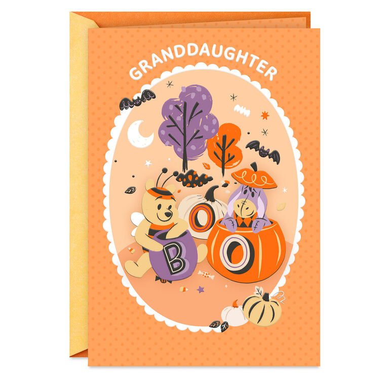 Disney Winnie the Pooh Happy Tricking and Treating Halloween Card for Granddaughter