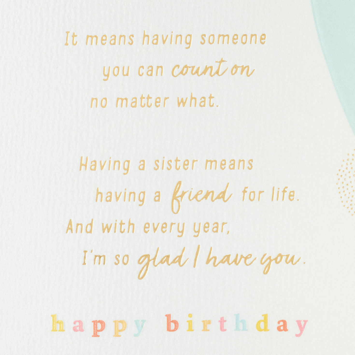 Colorful Lettering Sister Birthday Card Sentiment image number 3