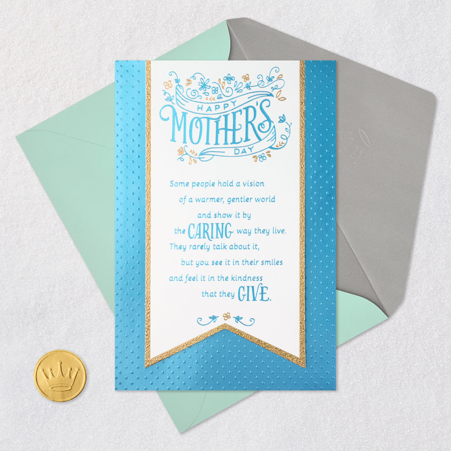 Floral Banner Mother's Day Card Card Front with Envelope and Gold Seal image number 5