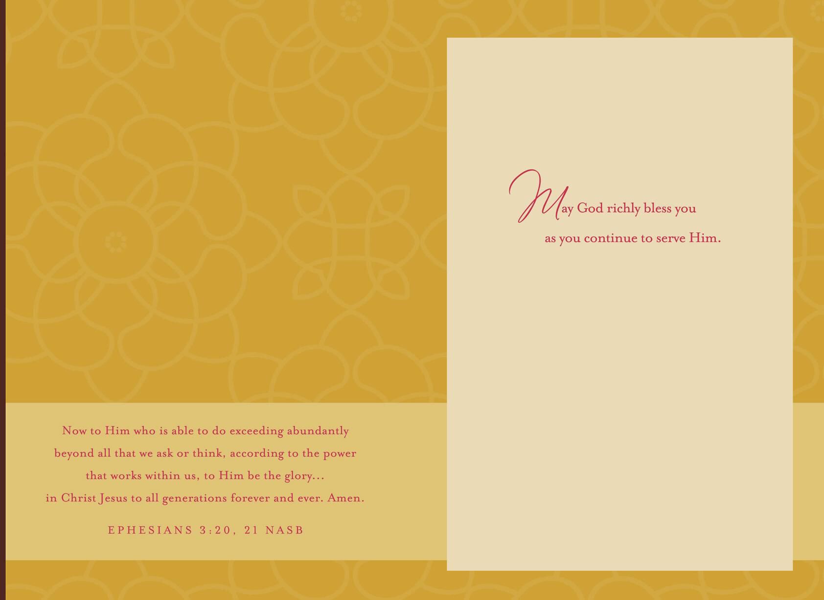Flower Pattern With Prayer Pastor Appreciation Card
