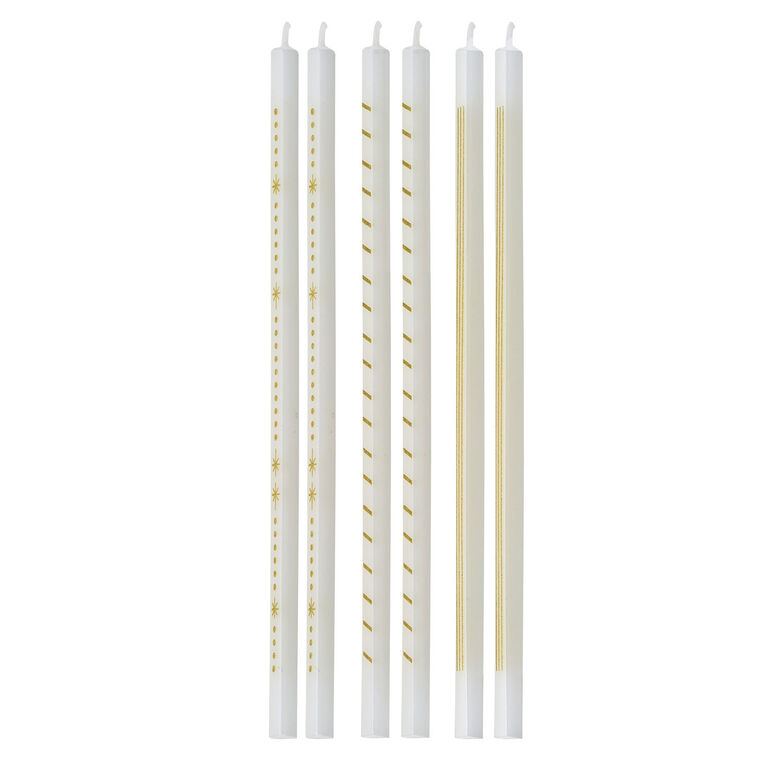 Triangular Candles Gold Designs on Ivory Tall Triangular Birthday Candles, Pack of 6 ...