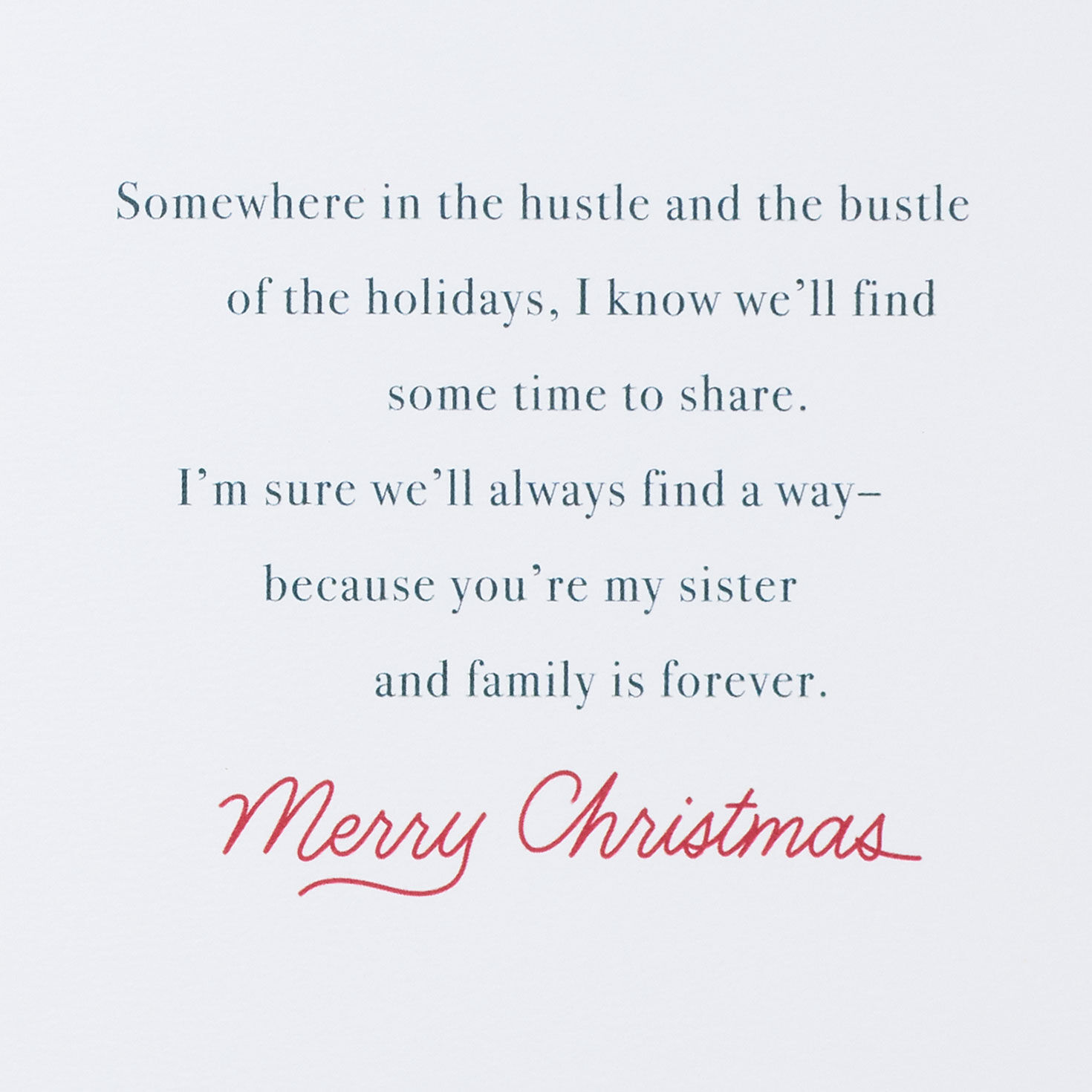 Poinsettia Floral Green Christmas Card for Sister Sentiment image number 3