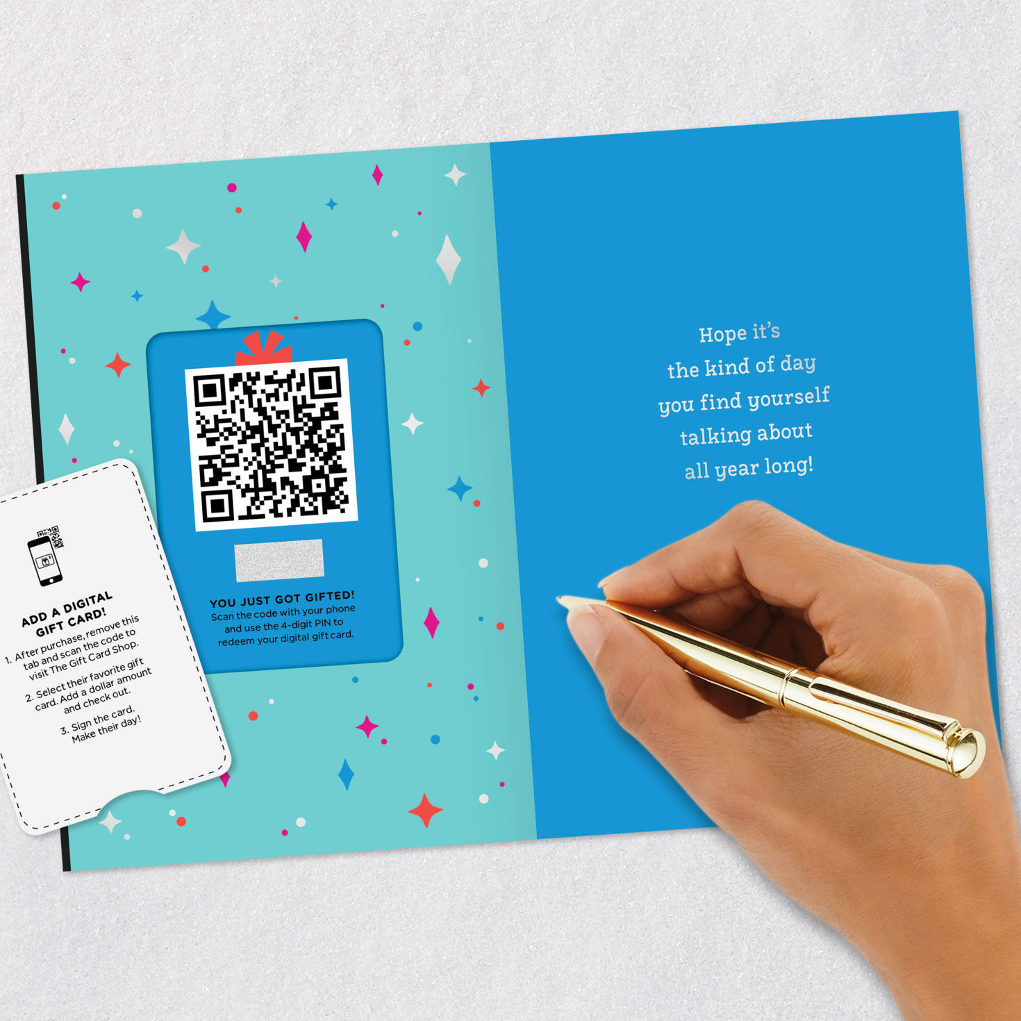 Colorful Lettering and Retro Stars Gift Card Greeting Birthday Card, , large image number 9