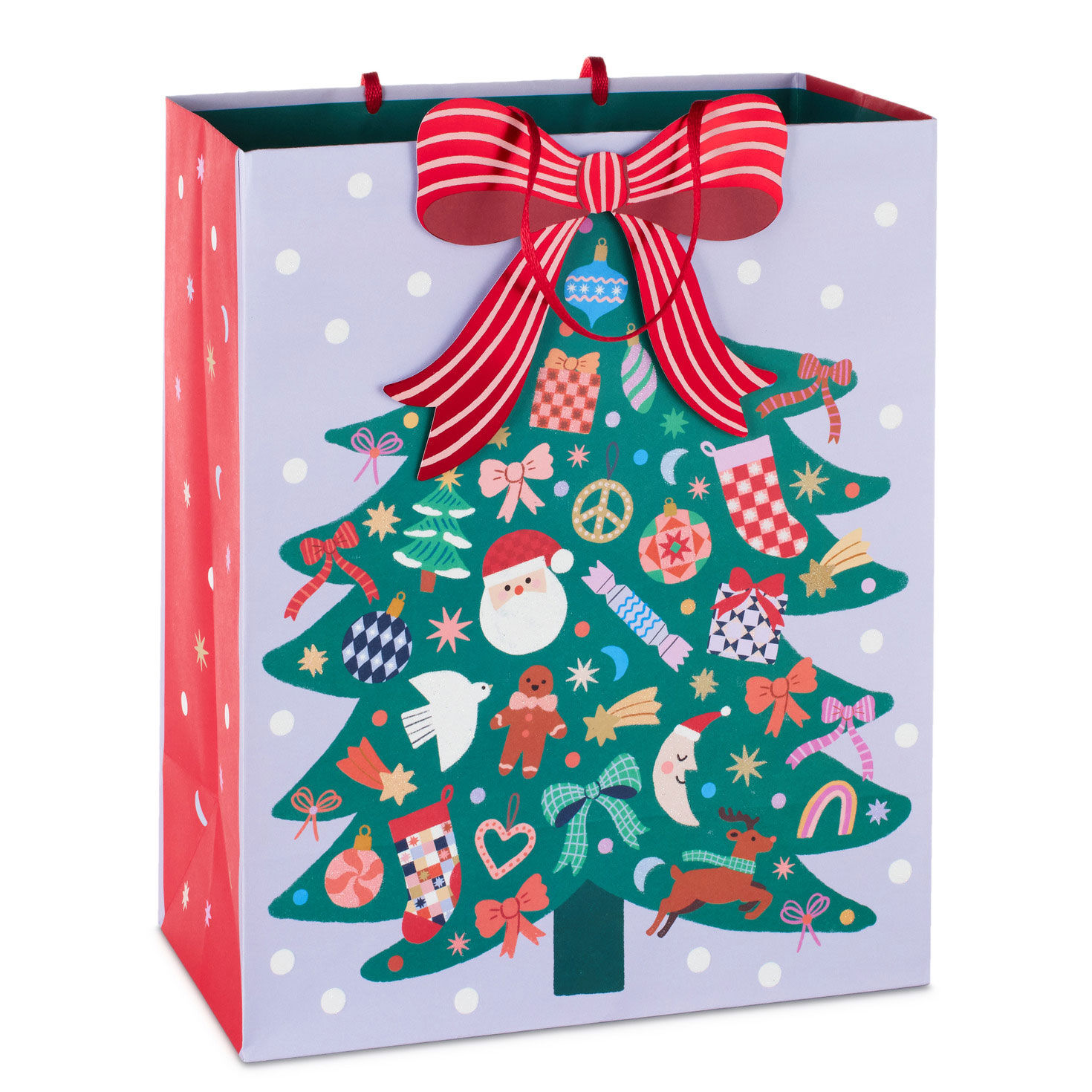 13" Cottagecore Tree Large Christmas Gift Bag With Bow