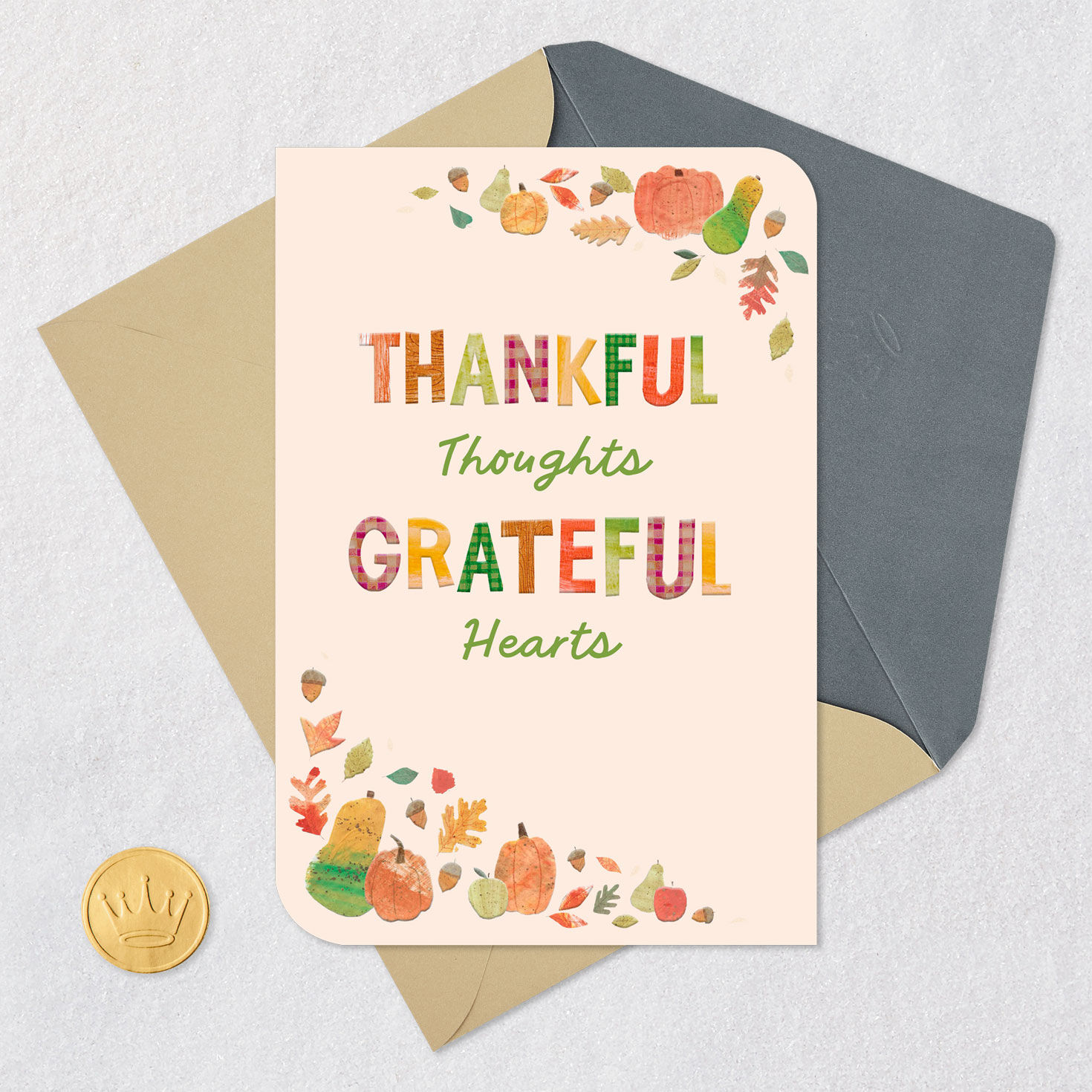 Thankful Pumpkins Religious Thanksgiving Card Card Front with Envelope and Gold Seal image number 5