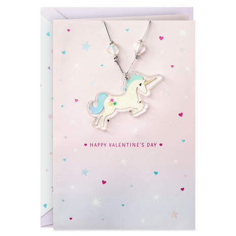 Magical You Valentine's Day Card With Unicorn Necklace, , large