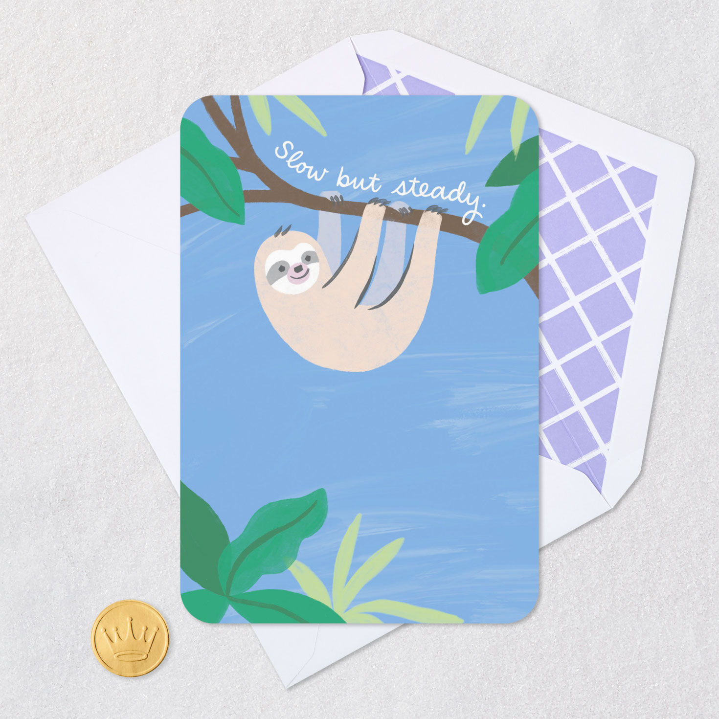 Cute Sloth in Tree Slow But Steady Get Well Card Card Front Detail image number 5