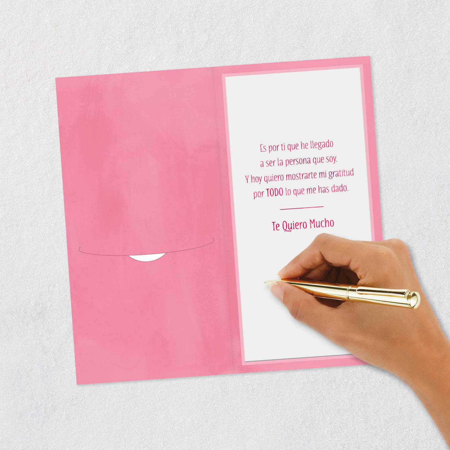 Pink Flowers Spanish Mother's Day Card for Mom signing card image number 6