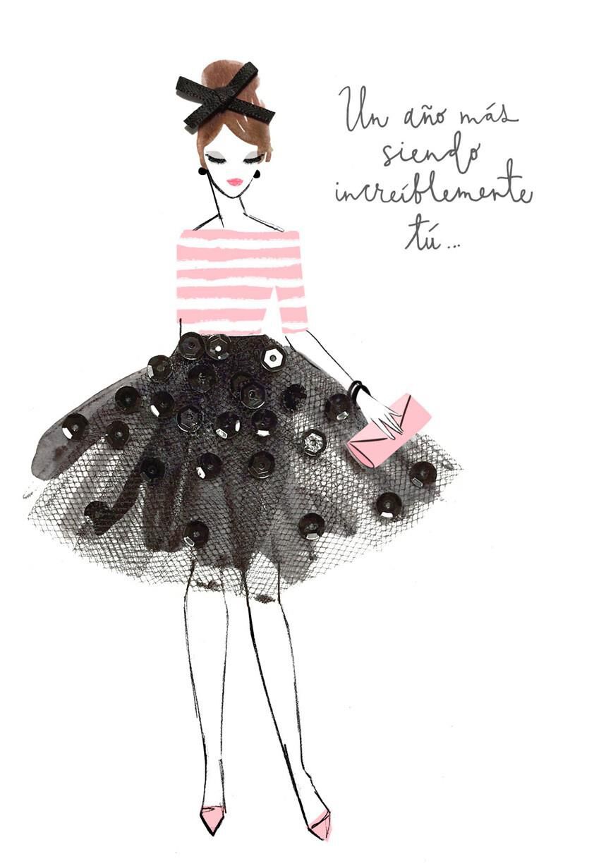 Un Año Más Black Sequin Tutu Spanish-Language Birthday Card