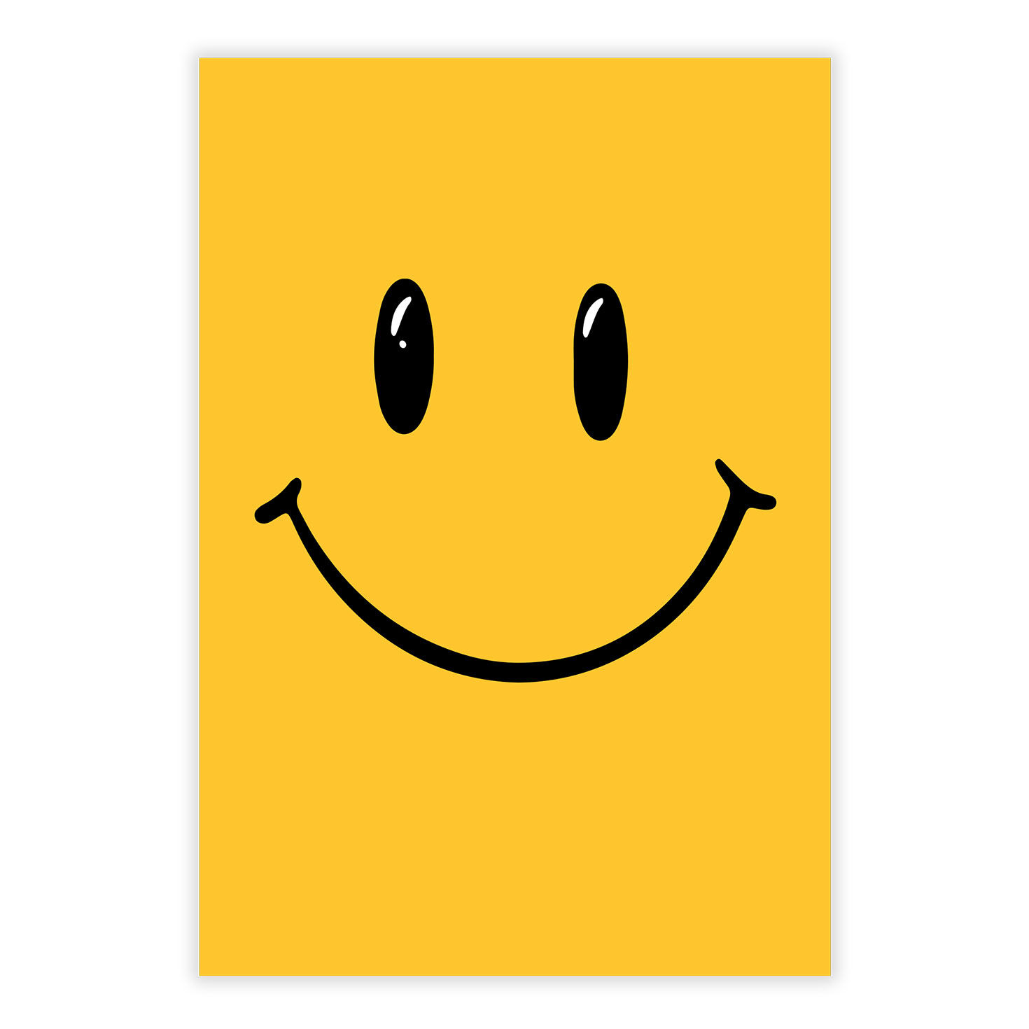 Yellow With Black Smiley Face Personalized Card front image number 2