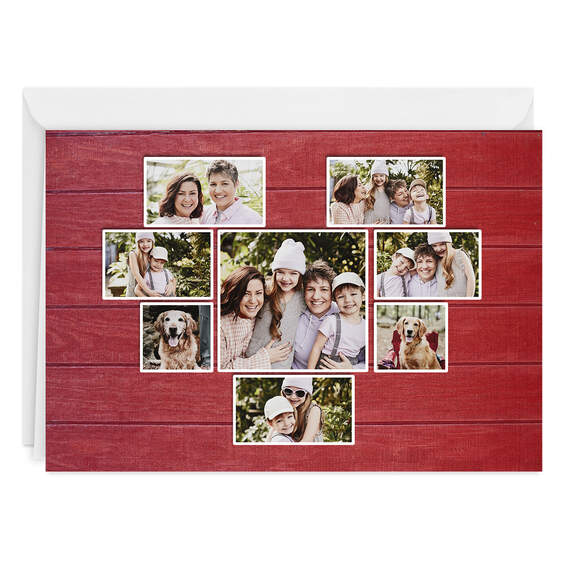 Rustic Heart Collage on Red Folded Photo Card, , large image number 1