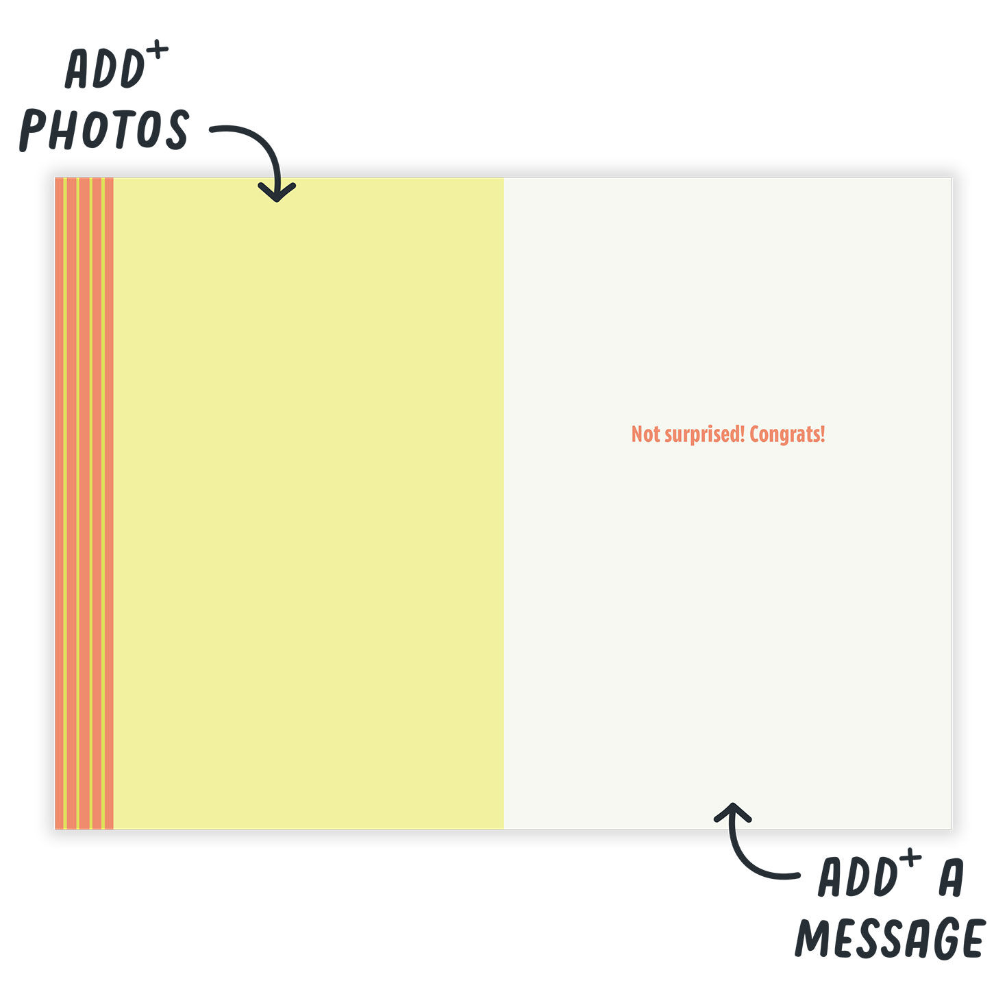 Lettering on Orange Personalized Congrats Card Open Card indicating personalization image number 3