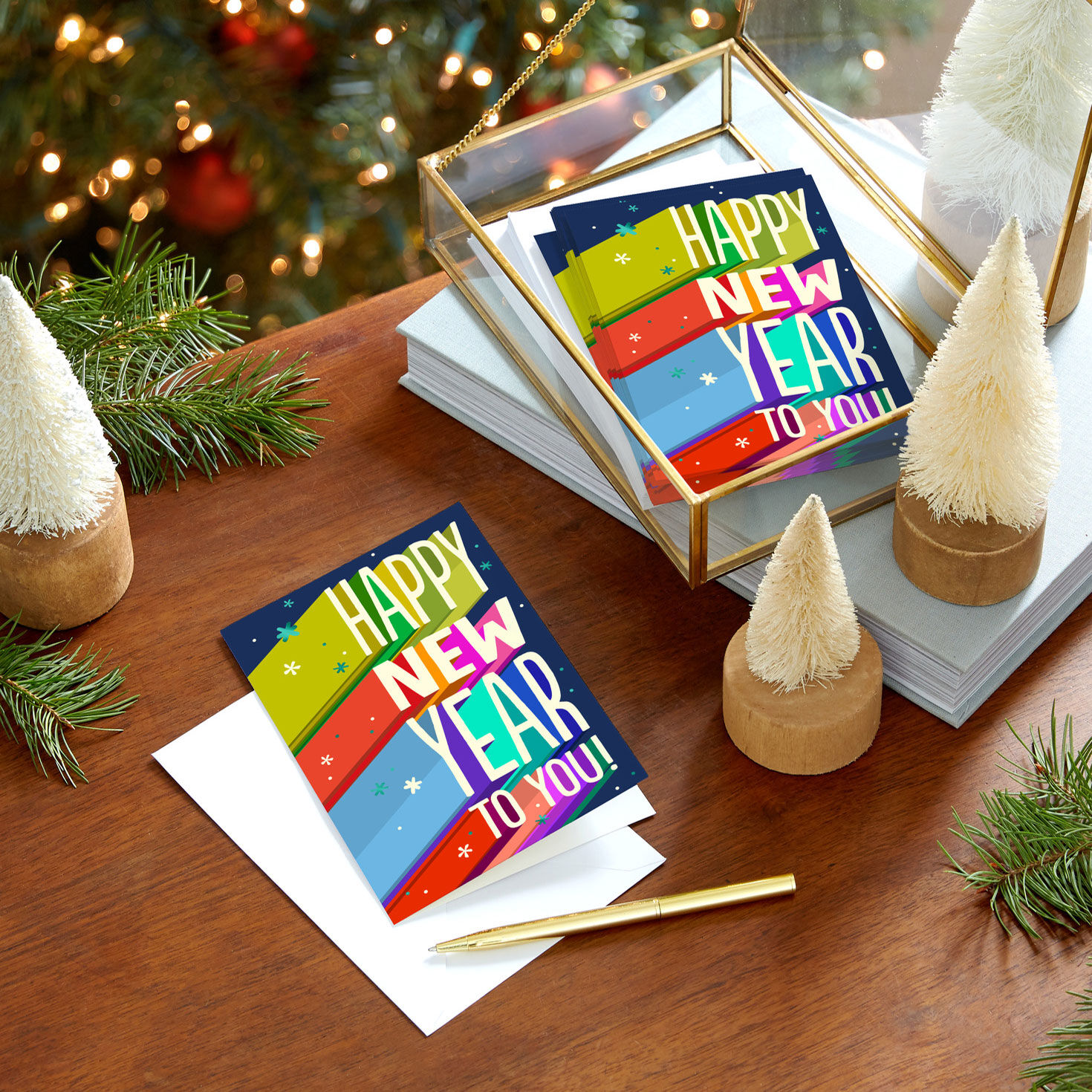 Elongated Shadow Lettering New Year Card Pack in use image number 6