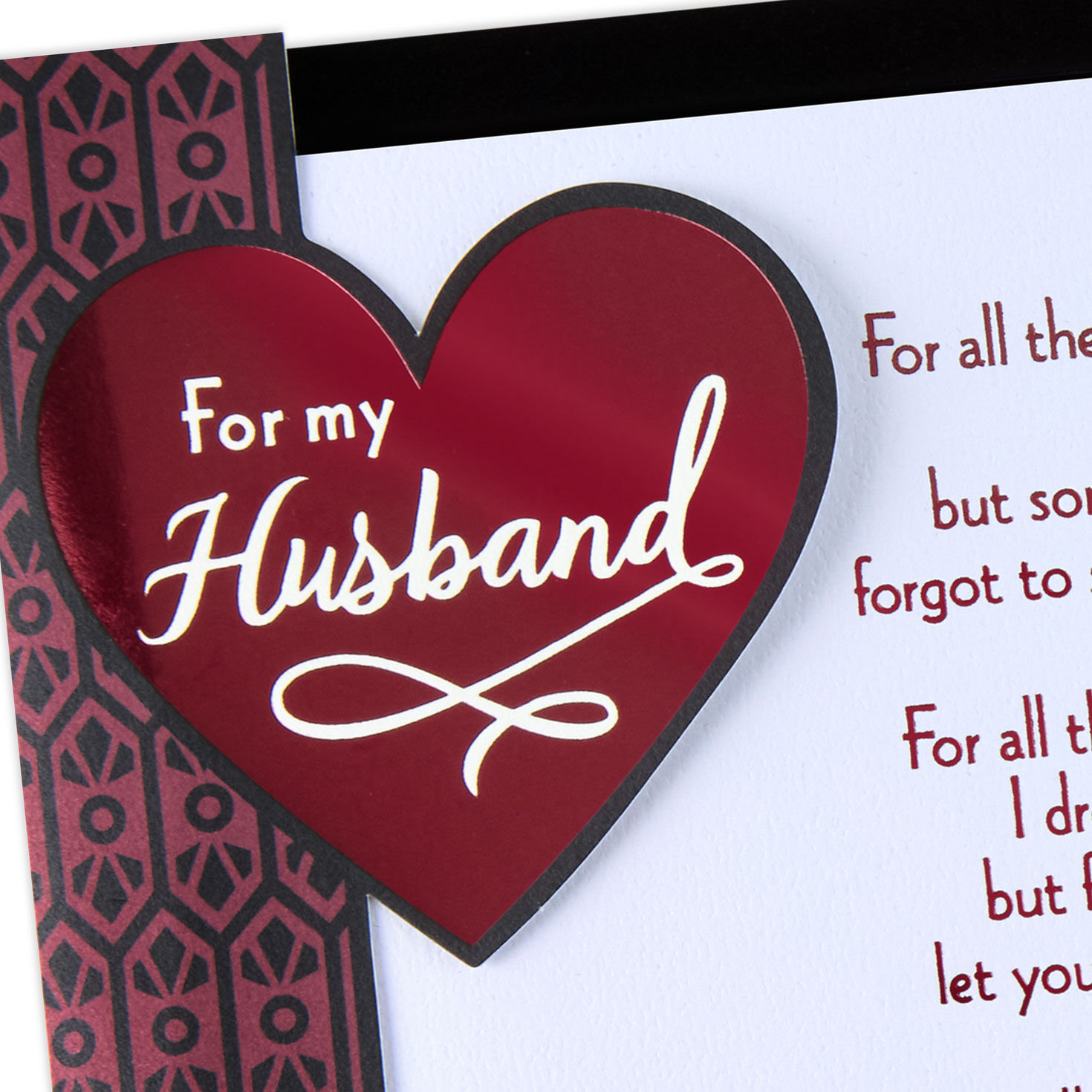 Red and Black Geometric Husband Valentines Day Card Card Front Detail image number 4