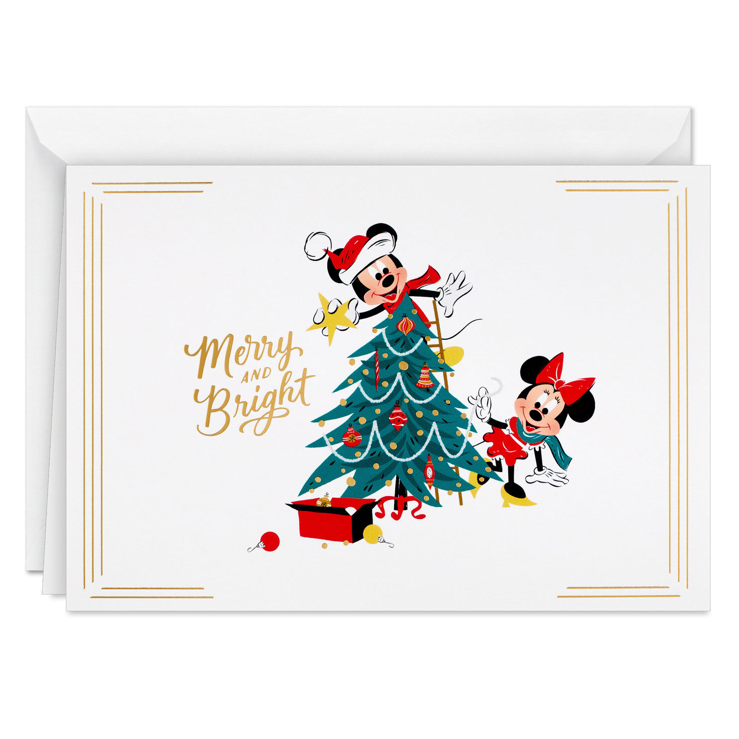 Mickey and Minnie Boxed Christmas Card Pack card front with envelope image number 2