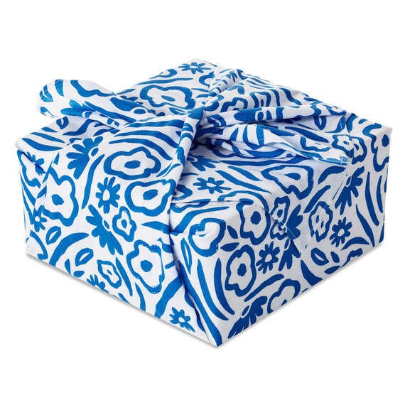 26" Blue Floral Fabric Gift Wrap
