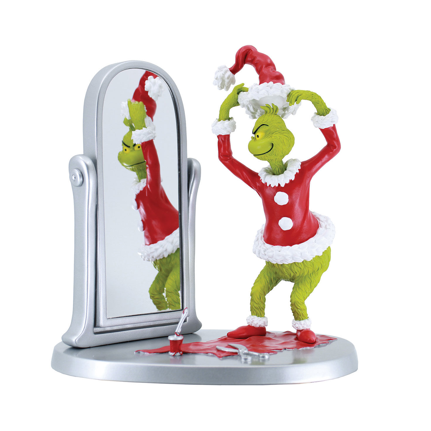 Enesco Dr. Seuss Grinch Posing at Mirror Figurine, 7.3&quot;
