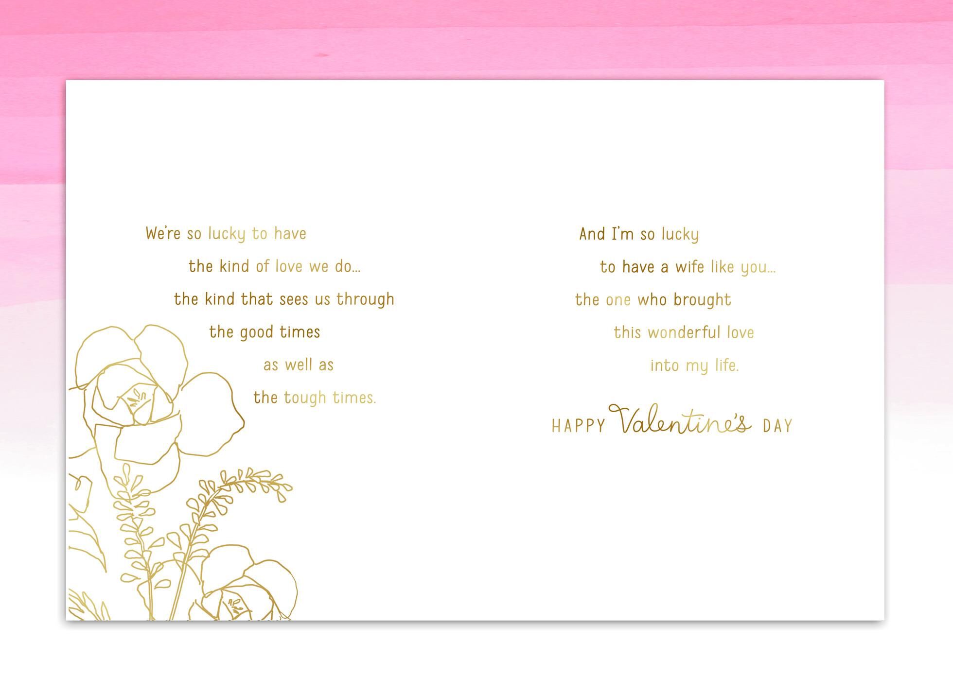 Glad You're My Wife Felt Flowers Valentine's Day Card