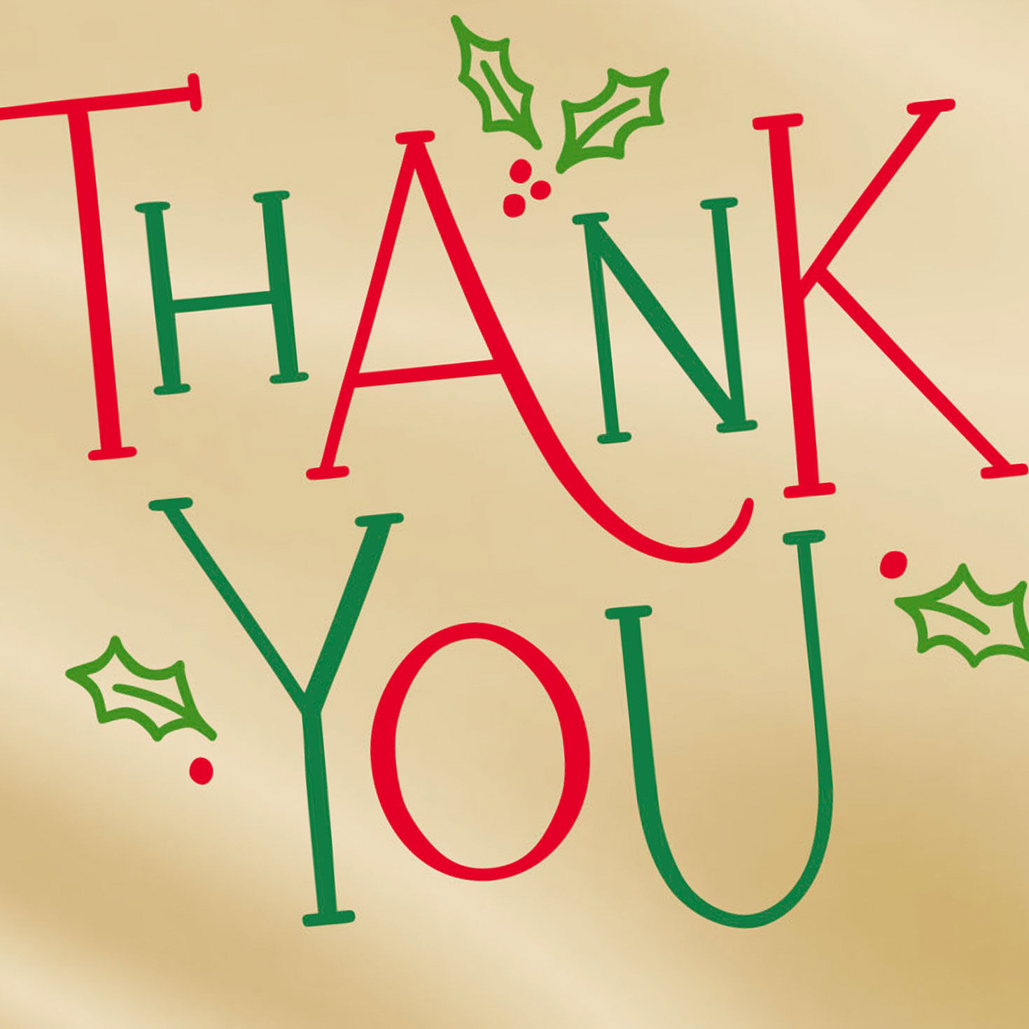 Gold Foil and Holly Christmas Thank You Card Pack Card Front Detail image number 4