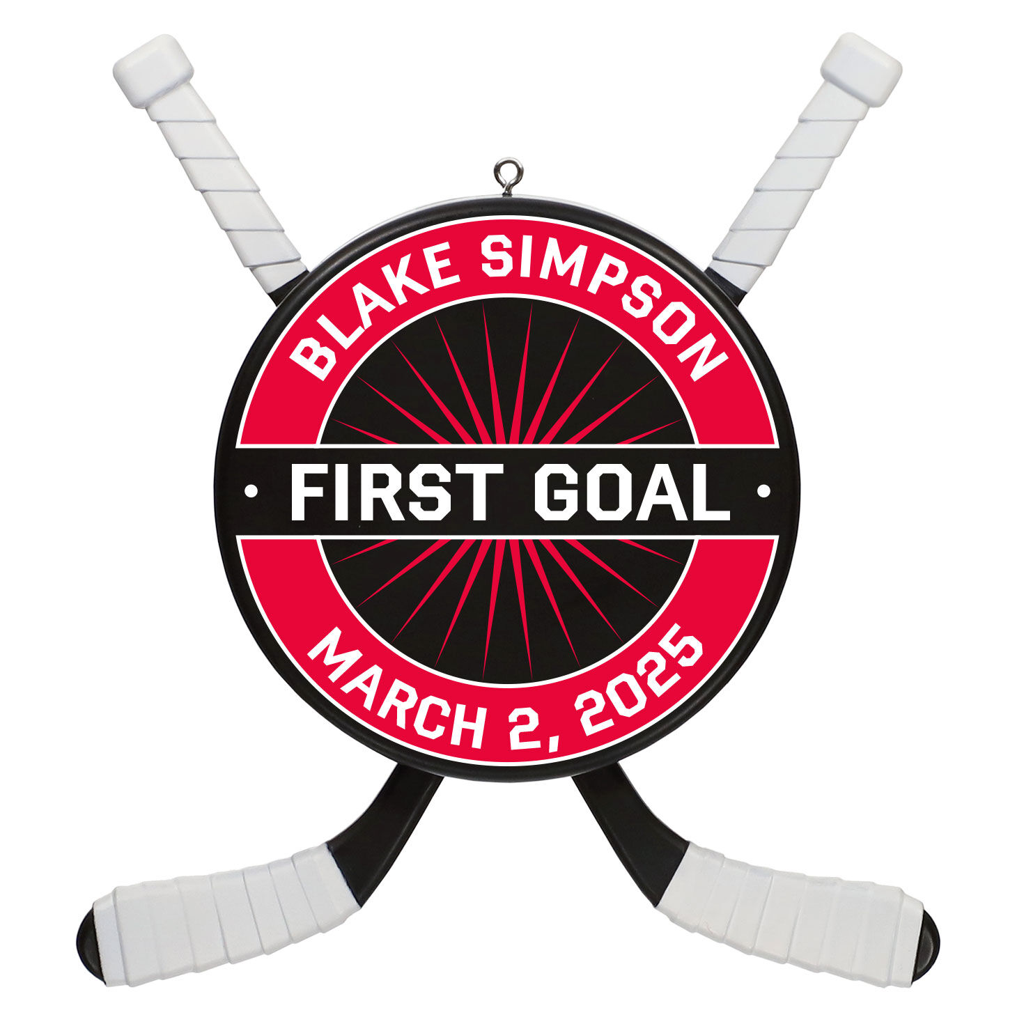 Hockey Star Personalized Ornament, Custom Text