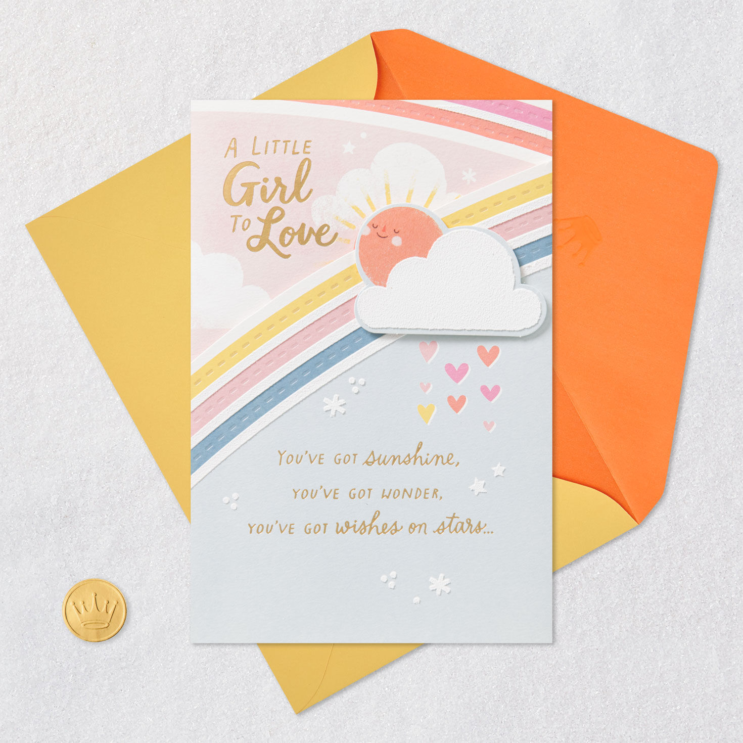 Sun, Rainbow and Hearts New Baby Girl Card  image number 6