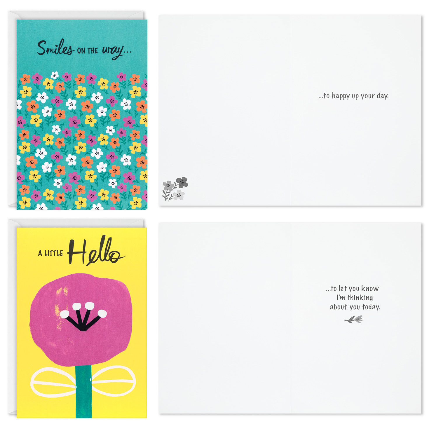 Flowers on Pink and Yellow Hello Cards Assortment card fronts with sentiment image number 4