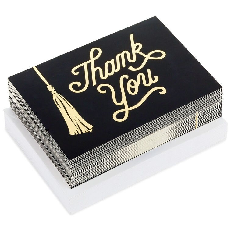 Black and Gold Tassel Blank Graduation Thank-You Notes, Pack of 40 Black and Gold Tassel Blank Graduation Thank-You Notes, Pack of 40