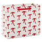 Red Bows on White Small Christmas Gift Bag Front image number 1
