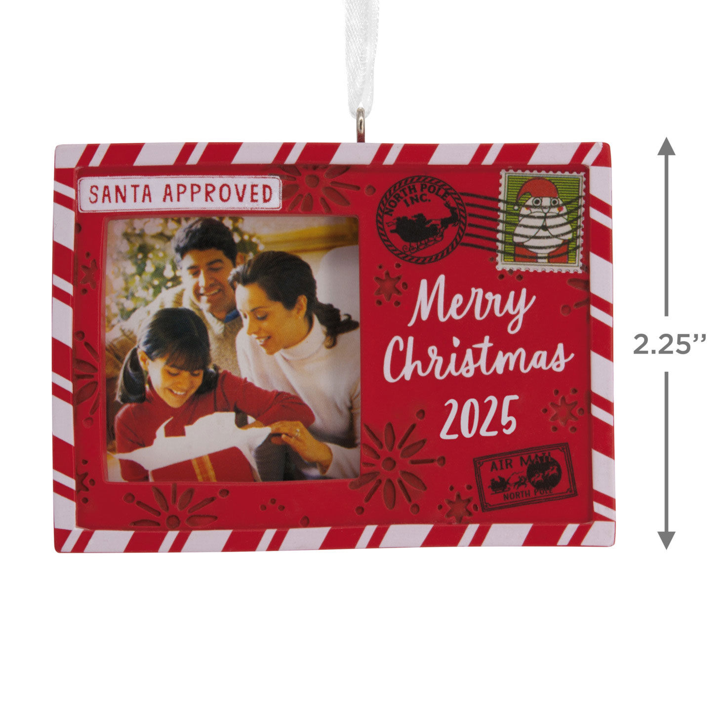 Holiday Postcard Photo Frame Christmas Ornament Measurement image number 3