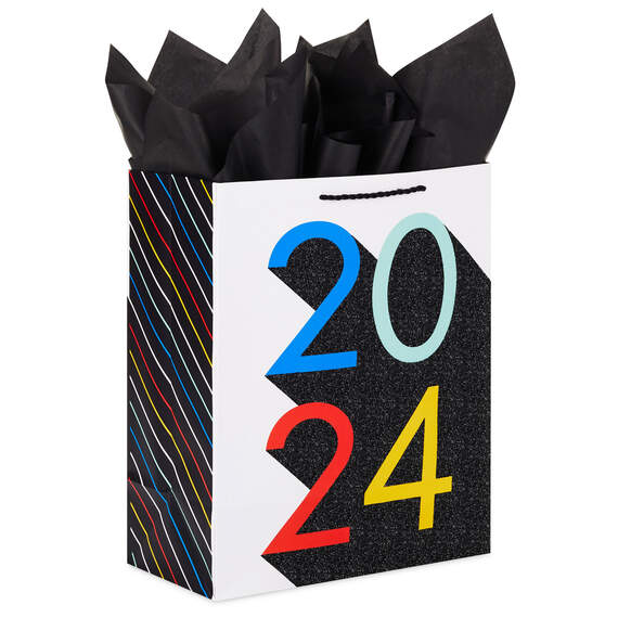 13" Colorful Shadows Grad Large Gift Bag With Tissue Paper