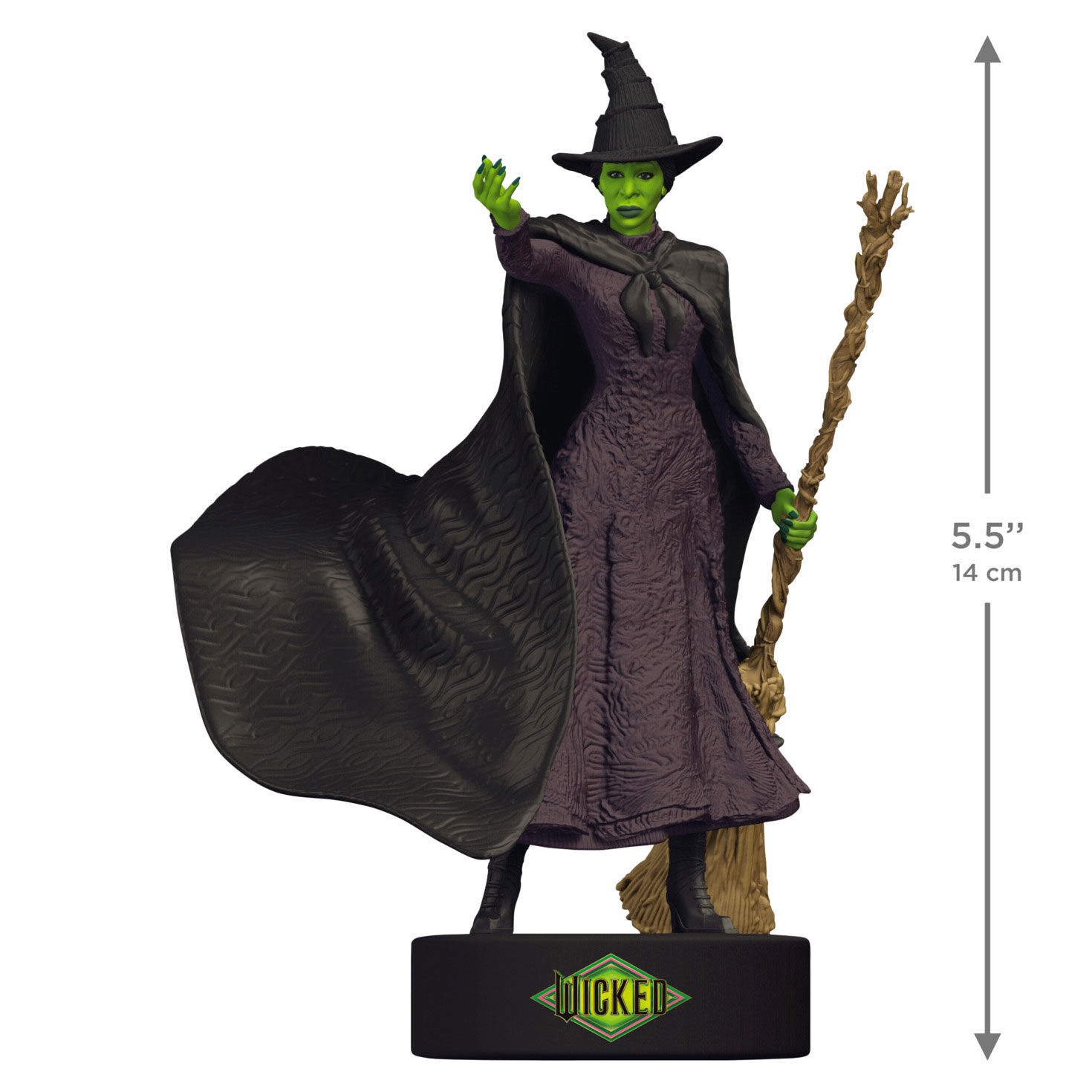 Wicked Elphaba With Broom Keepsake Ornament measurement image number 3