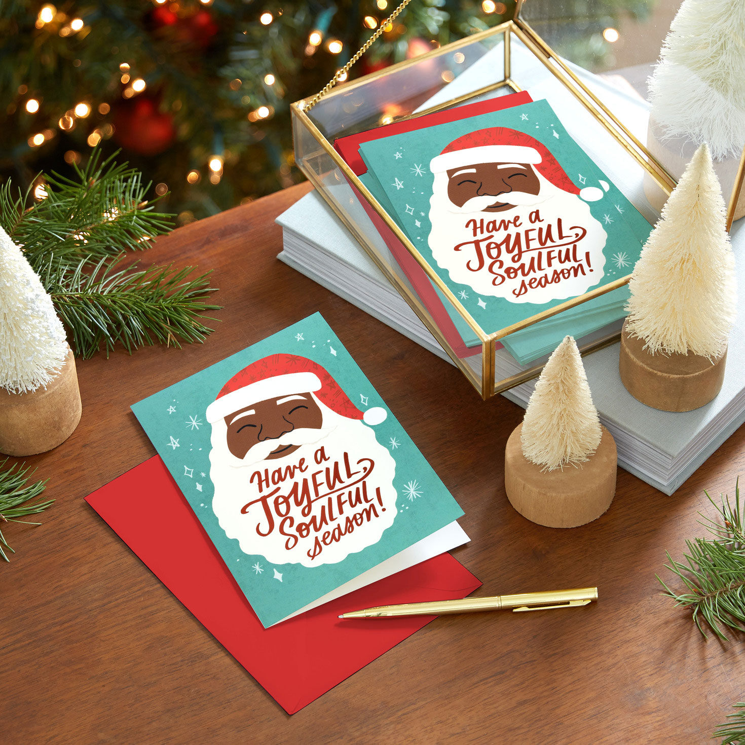 Black Santa With Beard Boxed Christmas Card Pack  image number 7