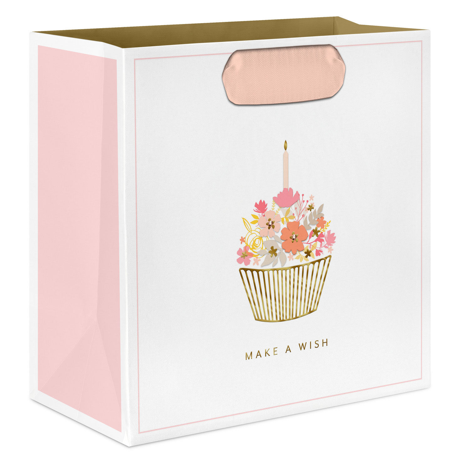 Flower-Topped Cupcake Medium Square Gift Bag Front image number 1