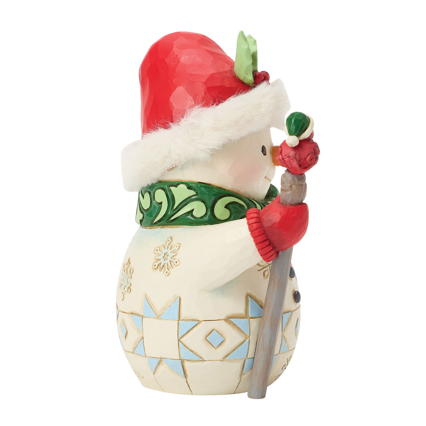 Snowman With Red Bird on Stick Jim Shore Statue Side image number 4