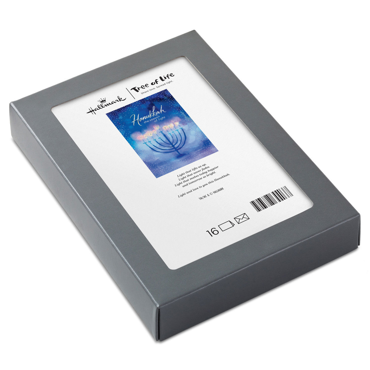 Blue Menorah Boxed Hanukkah Card Pack Packaging image number 7