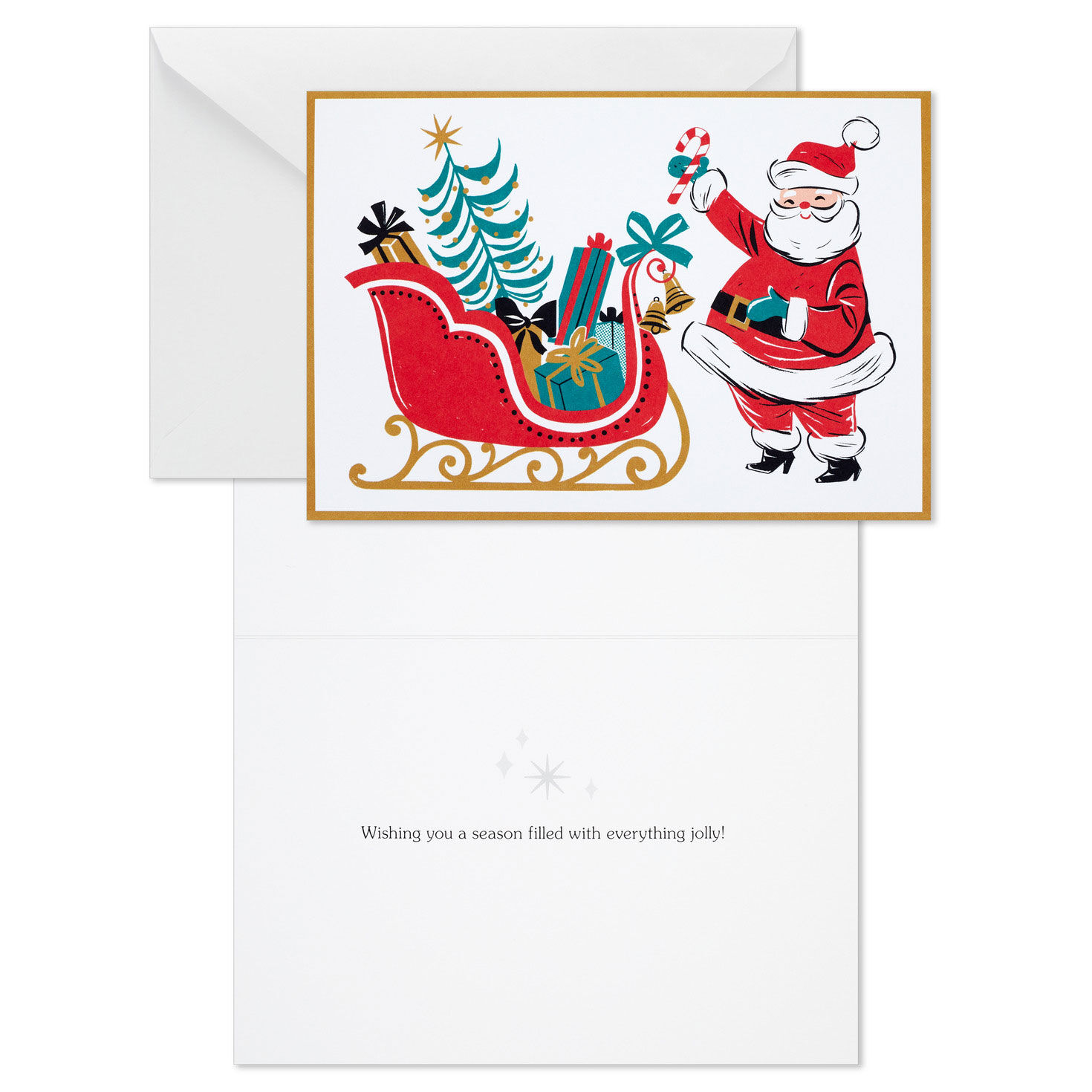Retro Santa Boxed Christmas Cards Card Front with Sentiment image number 3