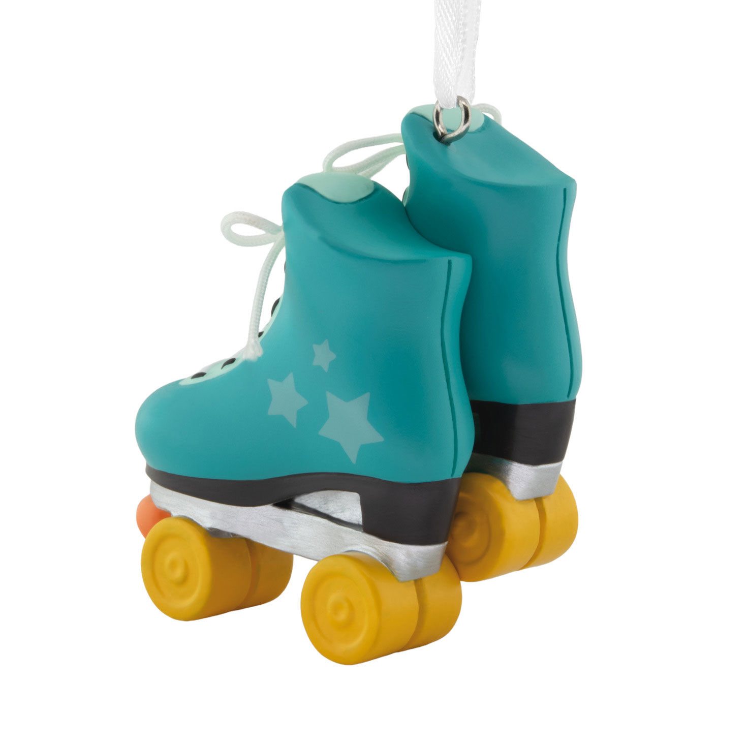 Teal Blue Roller Skates Christmas Ornament Back image number 6