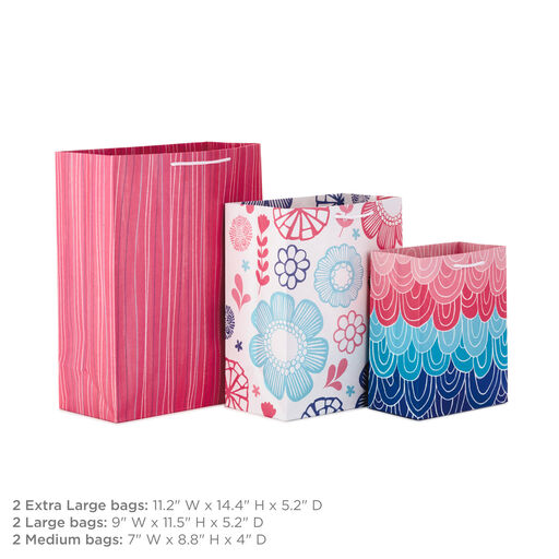 Pretty Patterns Assorted Sizes 6-Pack Gift Bags, 