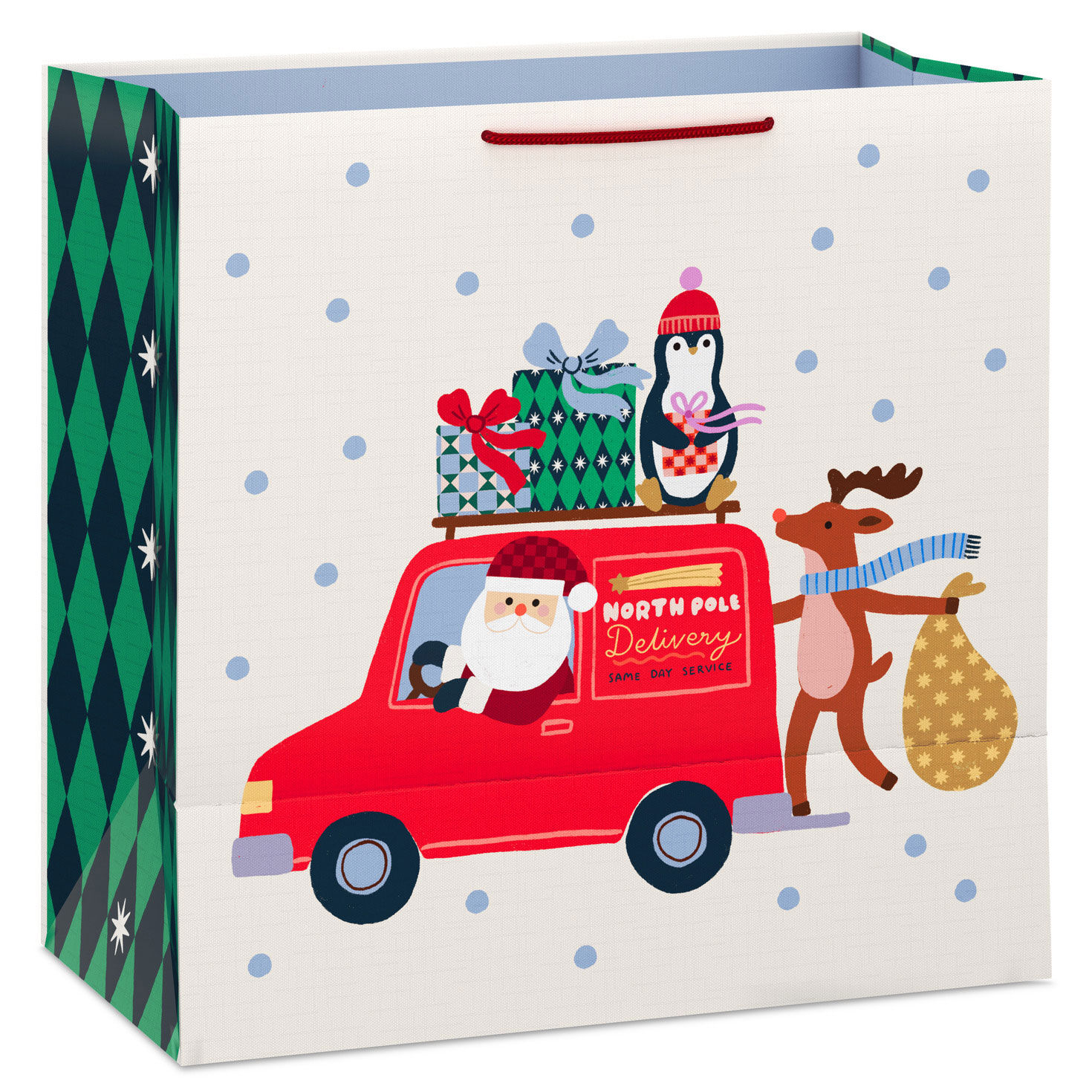 Santa Delivery Truck Big Holiday Gift Bag Back image number 6