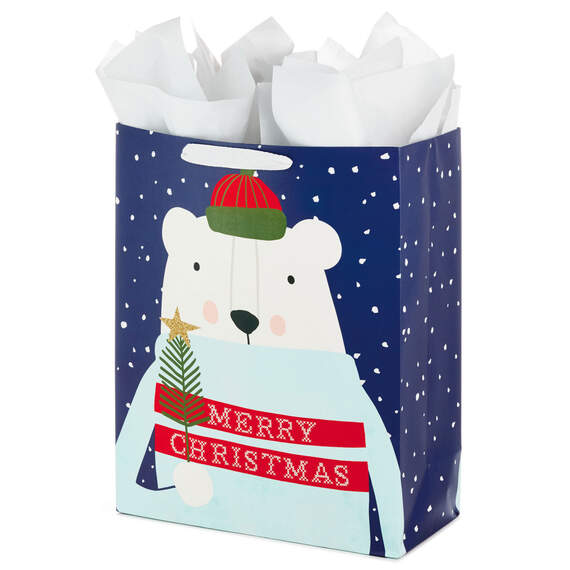 15.5" Polar Bear XL Christmas Gift Bag With Tissue Paper, , large image number 5