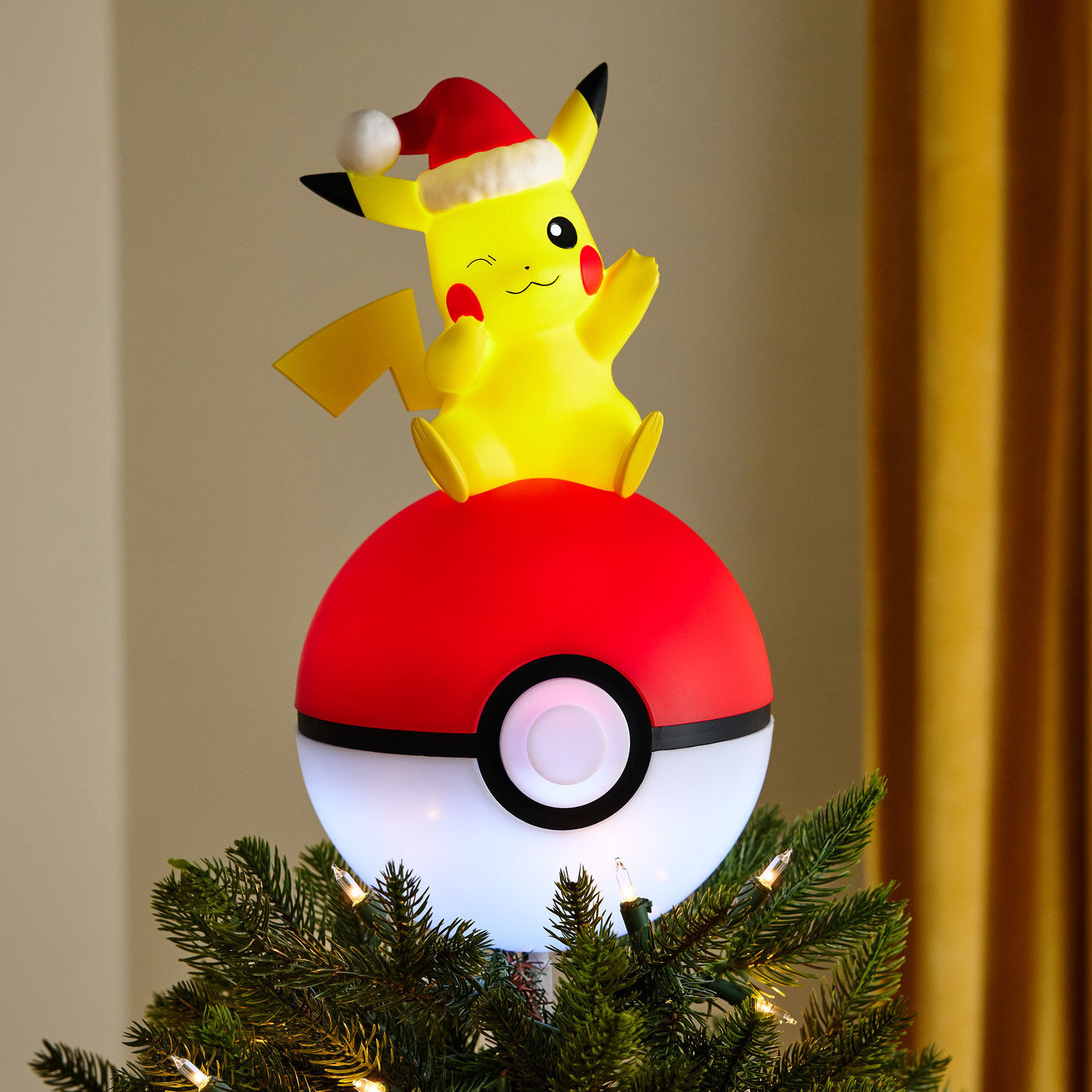 Pok&eacute;mon Holiday Pikachu Christmas Tree Topper on tree image number 2
